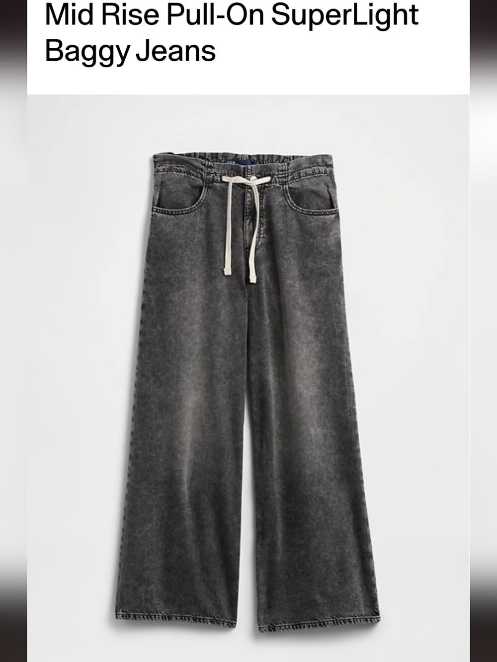 Gap Mid Rise SuperLight Baggy Jeans - Washed Charcoal